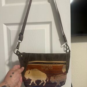 Brown and Multicolor Crossbody Bag